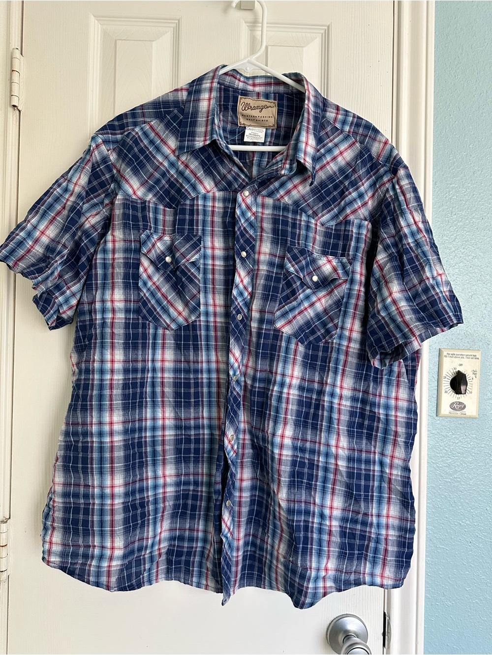 Wrangler Rancher Men’s Pearl Snap Sz 2X Shirt Western Cowboy Short Sleeve